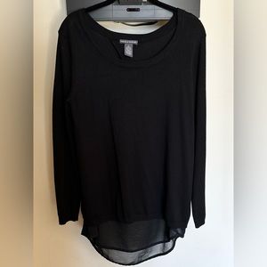 Chelsea & Theodore black sweater sheer tank underneath  sz L